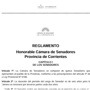 REGLAMENTO INTERNO
HONORABLE CÁMARA DE SENADORES